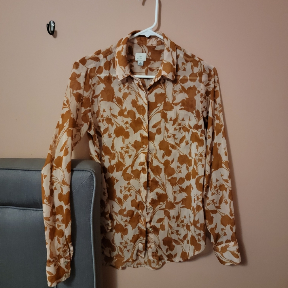Semi Sheer Flowered Shirt